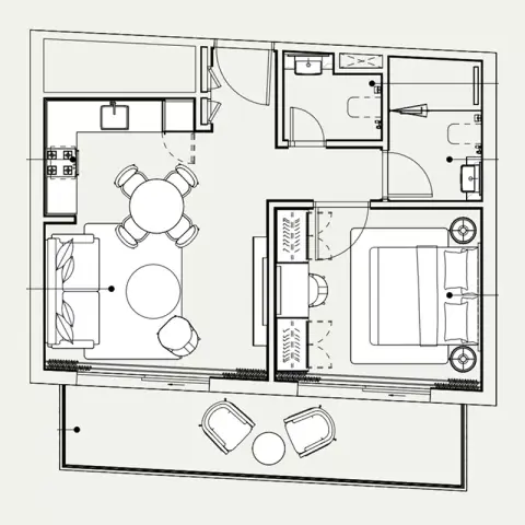 Plattegrond van 1 slaapkamer in Azizi Noura
