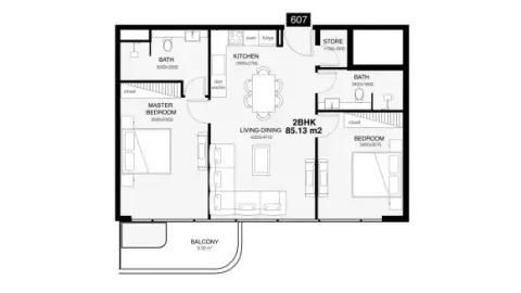 Plattegrond van 2 slaapkamers in Villa del Gavi