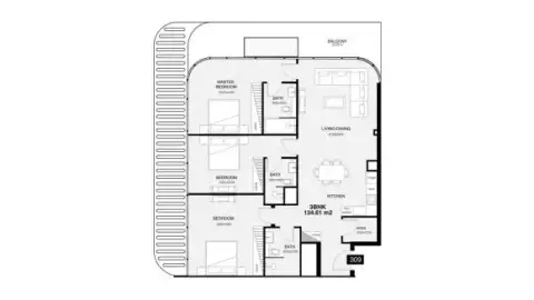Plattegrond van 3 slaapkamers in Villa del Gavi