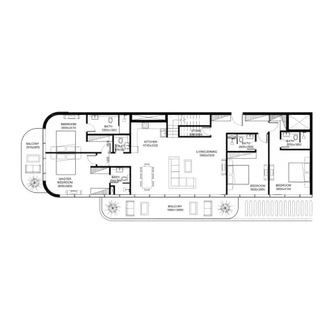 Plattegrond van 4 slaapkamers in Villa del Gavi