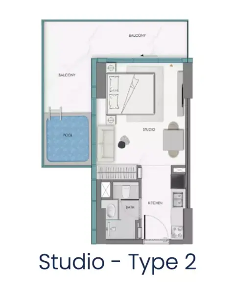 Plattegrond van Studio in Samana Hills South 2