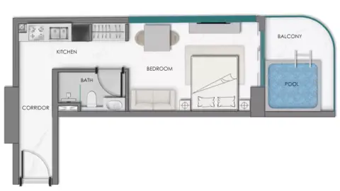 Plattegrond van Studio in Samana Sky Views