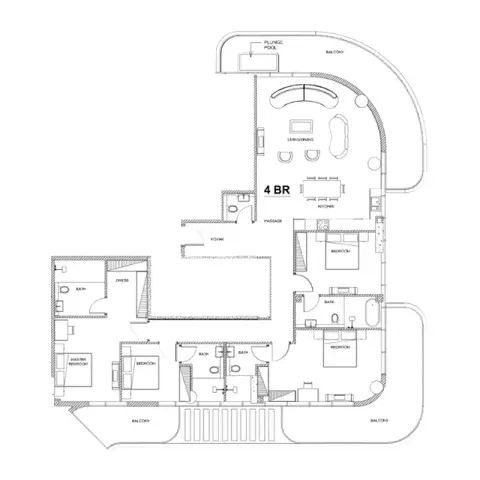 Plattegrond van 4 slaapkamers in Villa Del Brunello