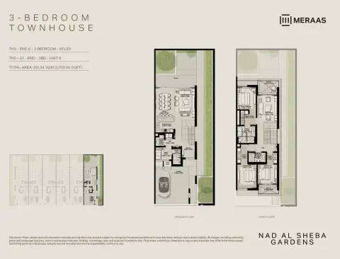 Plattegrond van 3 slaapkamers in Nad Al Sheba Gardens 10