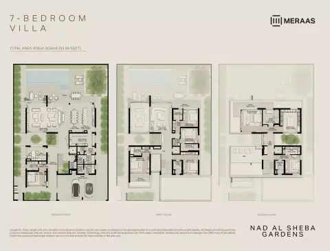 Plattegrond van 7 slaapkamers in Nad Al Sheba Gardens 10