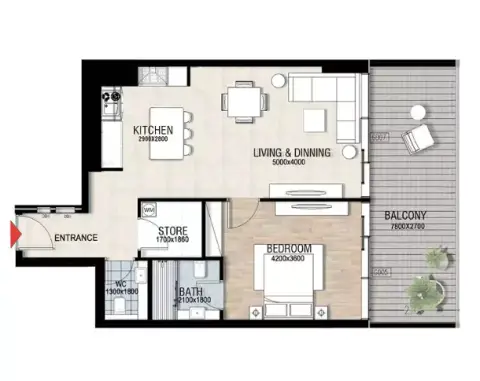 Plattegrond van 1 slaapkamer in Confident Preston