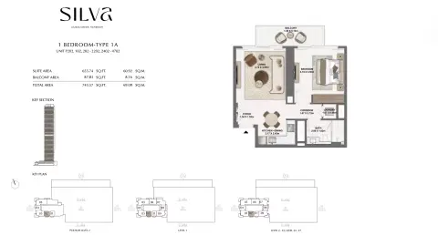 Plattegrond van 1 slaapkamer in Silva