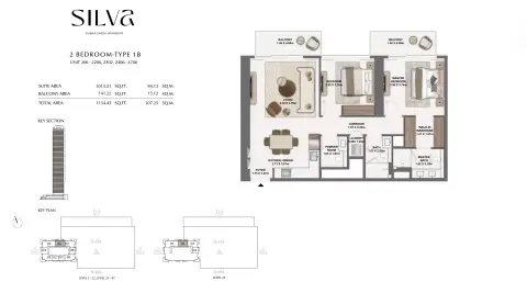 Plattegrond van 2 slaapkamers in Silva