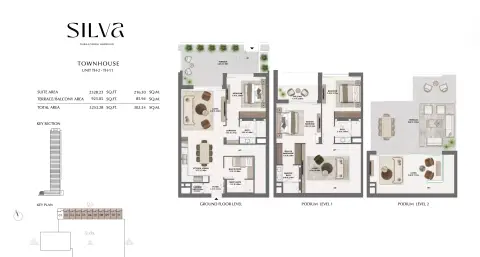 Plattegrond van 3 slaapkamers in Silva