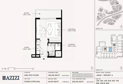 Plattegrond van Studio in Azizi David