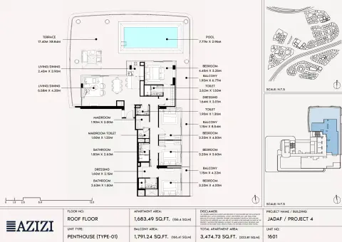 Plattegrond van 4 slaapkamers in Azizi David