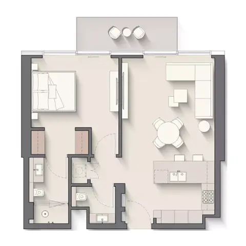 Plattegrond van 1 slaapkamer in Riverton House