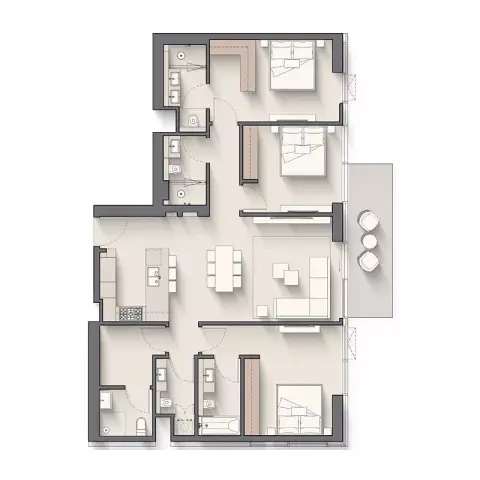 Plattegrond van 3 slaapkamers in Riverton House