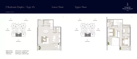Plattegrond van 2 slaapkamers in Kempinski Marina Residences