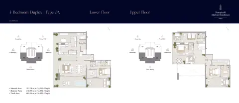 Plattegrond van 4 slaapkamers in Kempinski Marina Residences