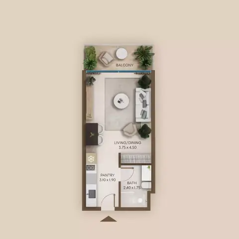 Plattegrond van Studio in Coventry Centro