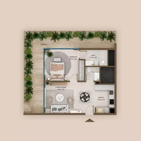 Plattegrond van 1 slaapkamer in Coventry Centro