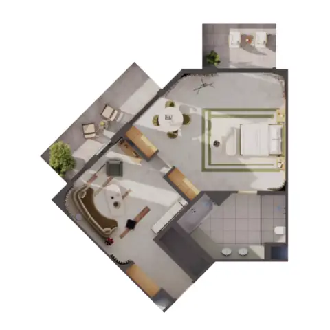 Plattegrond van 1 slaapkamer in Hygge Hotel