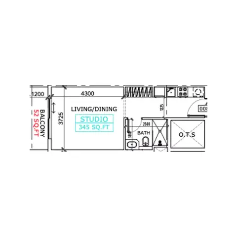 Plattegrond van Studio in Coventry Place