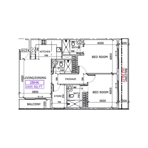 Plattegrond van 2 slaapkamers in Coventry Place