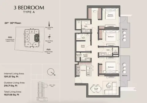 Plattegrond van 3 slaapkamers in Belmore Residences