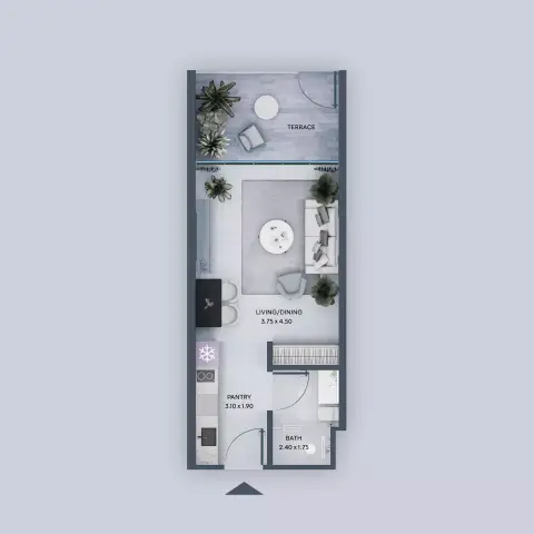 Plattegrond van Studio in Coventry Curves