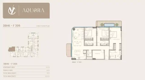 Plattegrond van 3 slaapkamers in Aquora