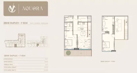 Plattegrond van 2 slaapkamers in Aquora