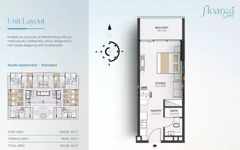 Plattegrond van Studio in Floarea Oasis