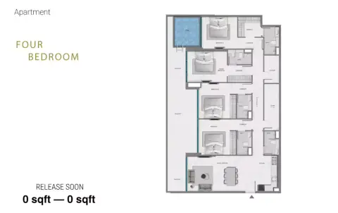 Plattegrond van 4 slaapkamers in Samana Ocean Crest