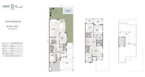 Plattegrond van 4 slaapkamers in Hayat by Dubai South