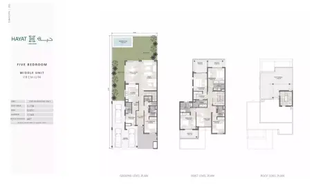 Plattegrond van 5 slaapkamers in Hayat by Dubai South