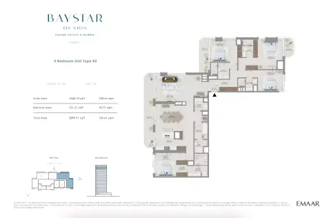 Plattegrond van 4 slaapkamers in Baystar by Vida