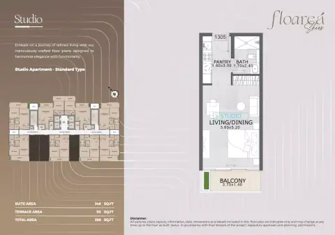 Plattegrond van Studio in Floarea Skies