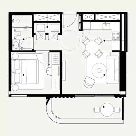 Plattegrond van 1 slaapkamer in Azizi Abraham