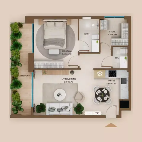 Plattegrond van 2 slaapkamers in Coventry Living