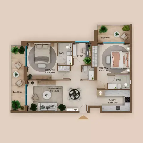 Plattegrond van 3 slaapkamers in Coventry Living