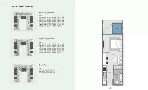 Plattegrond van Studio in Samana Imperial Garden