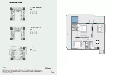 Plattegrond van 2 slaapkamers in Samana Imperial Garden