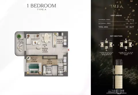 Plattegrond van 1 slaapkamer in Talea by Beyond