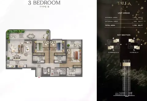 Plattegrond van 3 slaapkamers in Talea by Beyond
