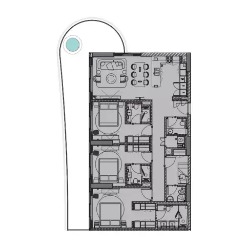 Plattegrond van 3 slaapkamers in Beach Walk Grand Phase 2 By Imtiaz