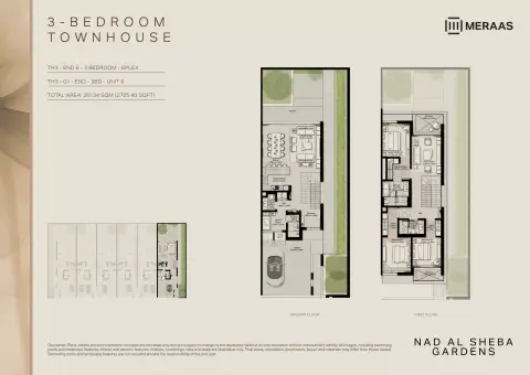 Plattegrond van 3 slaapkamers in Nad Al Sheba Gardens Phase 8
