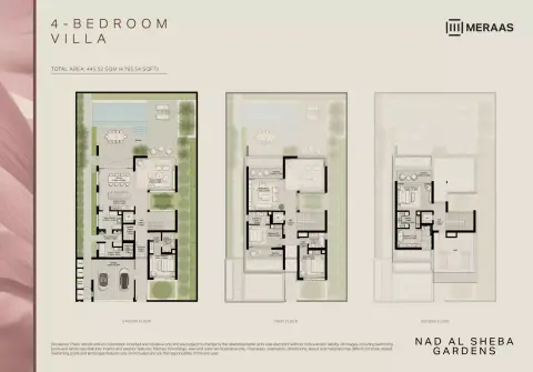 Plattegrond van 4 slaapkamers in Nad Al Sheba Gardens Phase 8