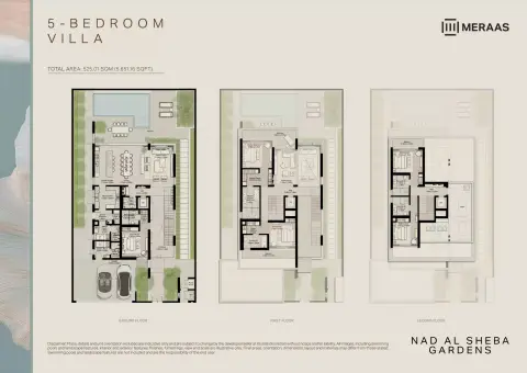 Plattegrond van 5 slaapkamers in Nad Al Sheba Gardens Phase 8
