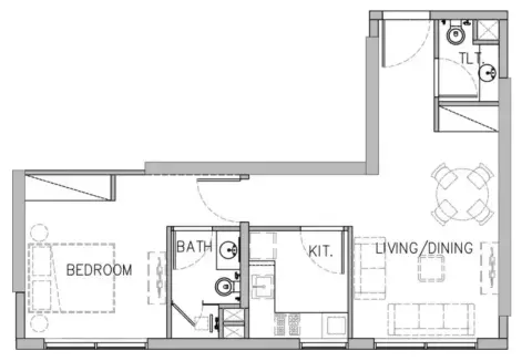 Plattegrond van 1 slaapkamer in Stamn Yuni