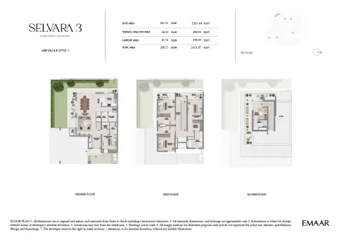 Plattegrond van 4 slaapkamers in Selvara Phase 3 by Emaar