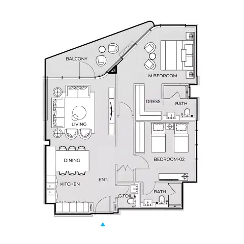 Plattegrond van 2 slaapkamers in Coastal Haven