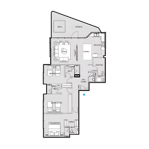 Plattegrond van 3 slaapkamers in Coastal Haven