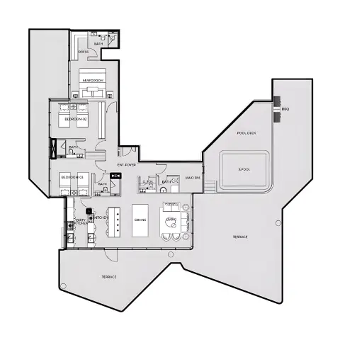 Plattegrond van 3 slaapkamers in Coastal Haven